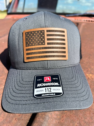 American Flag Charcoal Grey Richardson 112 Baseball Cap