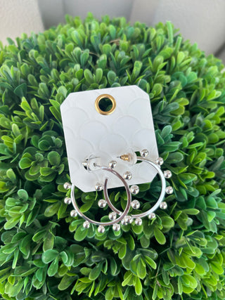 Silver Ball Hoops