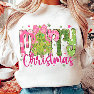 Merry Christmas Sweatshirt, Christmas Coquette Bow Shirt