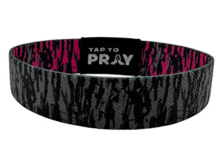 Tap To Pray™ Wristbands - Tree Bark Camo Pink & Grey