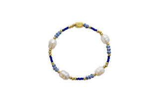 Mediterranean StripedCobalt Pearl Bracelet