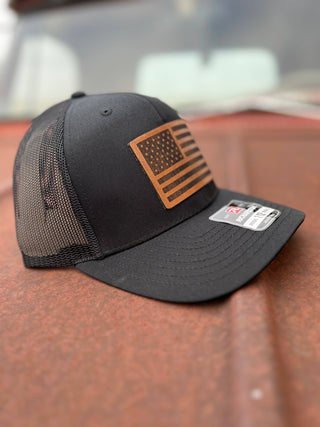 American Flag Black/Black Richardson 112 Baseball Cap