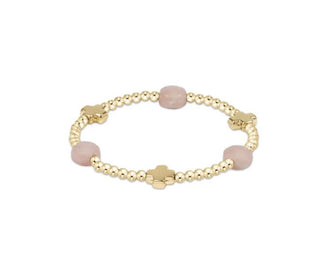 Enewton Signature Cross Admire Gold Pattern 3mm Bead Bracelet - Pink Opal