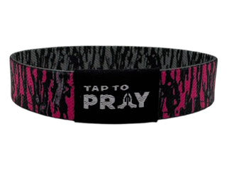 Tap To Pray™ Wristbands - Tree Bark Camo Pink & Grey