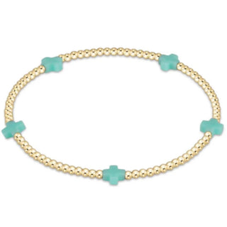 Egirl Signature Cross Small Gold Pattern 2mm Bead Bracelet  - Mint
