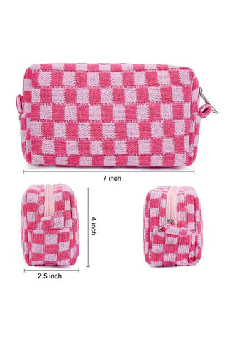 Checkered Makeup Cosmetic Bag