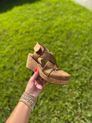 Corky's Case Closed Tan Wedges