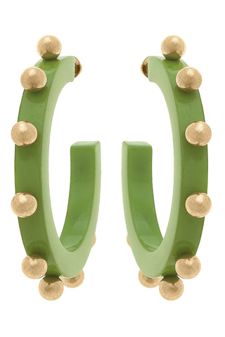 Kelley Studded Metal And Resin Hoop Earrings