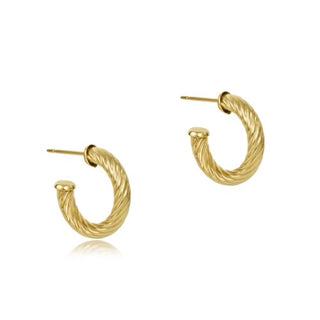 Enewton Round 0.5" Post Hoop 4MM Textured Twist Earrings - Gold