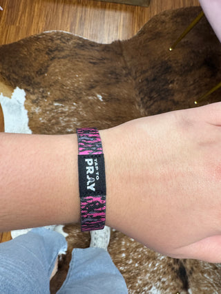 Tap To Pray™ Wristbands - Tree Bark Camo Pink & Grey