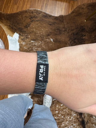 Tap To Pray™ Wristbands - Tree Bark Camo Pink & Grey