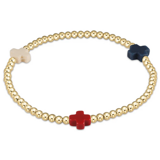 Enewton Signature Cross Gold Pattern 3mm Bead Bracelet - Firecracker
