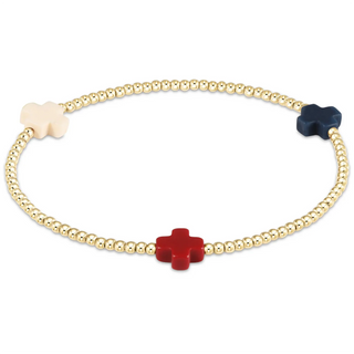 Enewton Signature Cross Gold Pattern 2mm Bead Bracelet - Firecracker