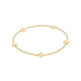 Egirl Signature Cross Small Gold Pattern 2mm Bead Bracelet - Gold