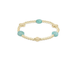 Enewton - Signature Cross Admire Gold Pattern 3mm Bead Bracelet - Amazonite