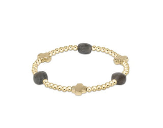 Enewton Signature Cross Admire Gold Pattern 3mm Bead Bracelet - Labradorite