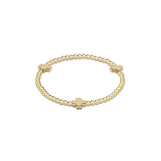 Egirl Signature Cross Gold Pattern 3mm Bead Bracelet - Gold