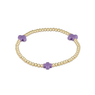 Egirl Signature Cross Gold Pattern 3mm Bead Bracelet - Purple