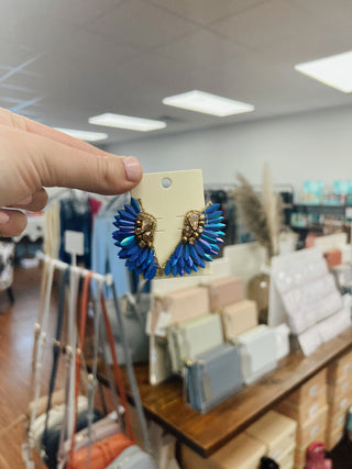 Teardrop Bead & Wing Earring
