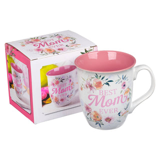 Mug Pink/White Floral Best Mom Ever Num. 6:24