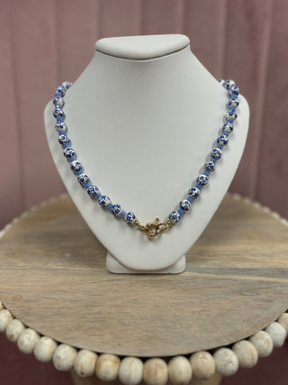 Blue & White Ceramic Ball Necklace