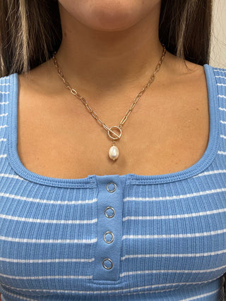 Freshwater Pearl Chain Toggle Necklace