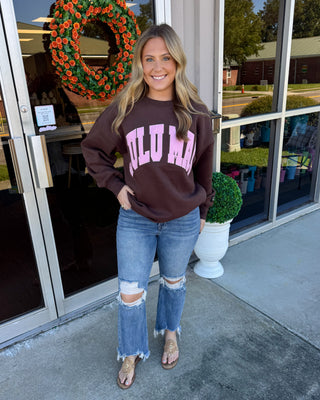 Lulu Mac Sweatshirt - Brown/Light Pink Stitch