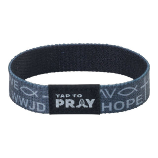 Tap To Pray® Wristband – Symbols of Faith - Grey