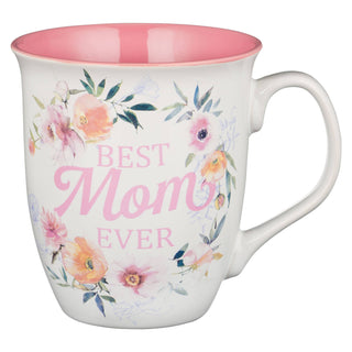 Mug Pink/White Floral Best Mom Ever Num. 6:24