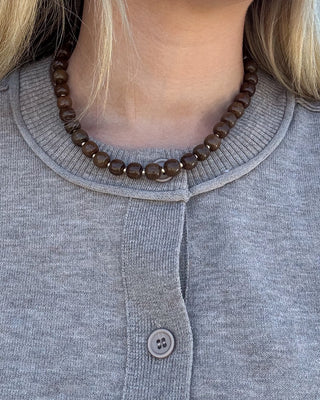 Gemma Beaded Necklace - Mocha