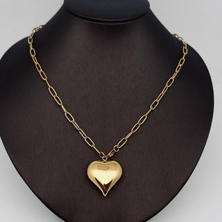 Paper Clip Design Chain Heart-shaped Charm Necklace - FGS