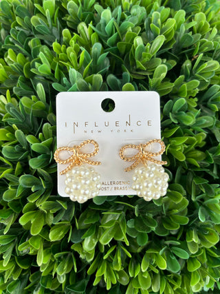 Textured Bow & Ball Dangle Earrings