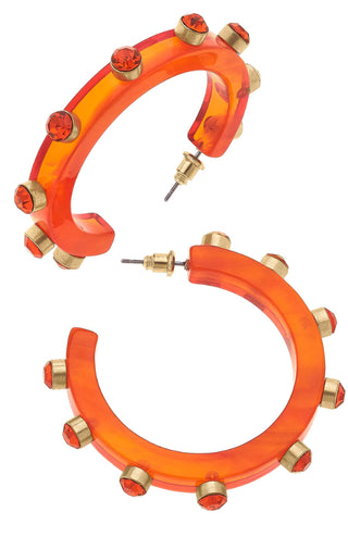 Renee Resin And Rhinestone Hoop Earrings