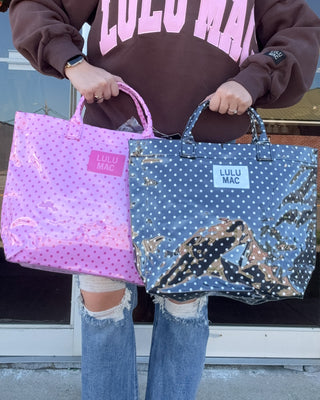 Lulu Mac Tote Bag - Light Pink/Hot Pink Dot