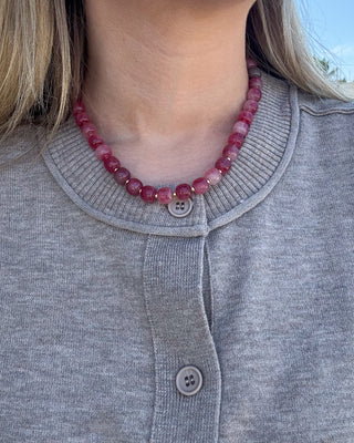 Gemma Beaded Necklace - Berry