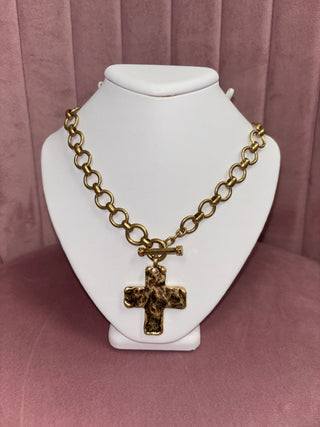 Chunky Cross & Chain Toggle Necklace Set