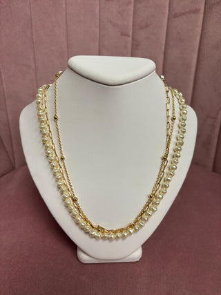 Multi Chain & Accent Pearl Necklace