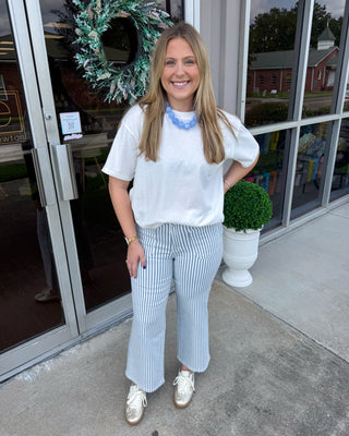 Harbor Stripe Wide Leg Jeans