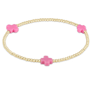 Enewton Signature Cross Gold Pattern 2mm Bead Bracelet-Bright Pink