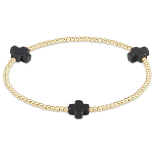 Enewton Signature Cross Gold Pattern 2mm Bead Bracelet-Charcoal