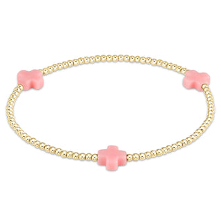 Enewton Signature Cross Gold Pattern 2mm Bead Bracelet-Pink