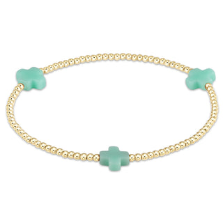 Enewton Signature Cross Gold Pattern 2mm Bead Bracelet-Mint