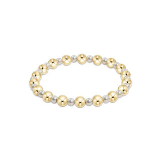 Pearl Grateful Pattern 4mm Bead Bracelet - 6mm Gold