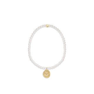 Enewton - Classic Pearl 3mm Bead Bracelet - Inspire Love Small Gold Charm