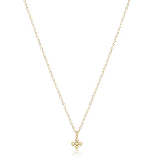 Enewton 16" Necklace Gold - Classic Beaded Signature Cross Small Gold Charm