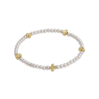 Enewton Signature Cross Small Pearl Pattern 3mmBead Bracelet - Gold