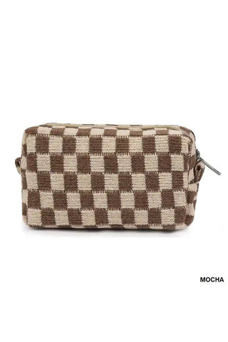 Checkered Makeup Cosmetic Bag