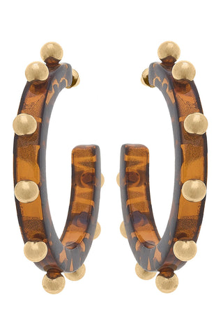 Kelley Studded Metal And Resin Hoop Earrings