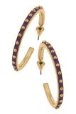 Aubrey Enamel Studded Metal Hoop Earrings
