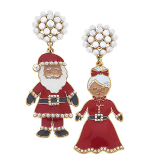 Santa & Mrs. Claus Enamel Earrings